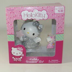HELLO KITTY Vintage Christmas Decoration Ornament In Original Box 2 Piece Set